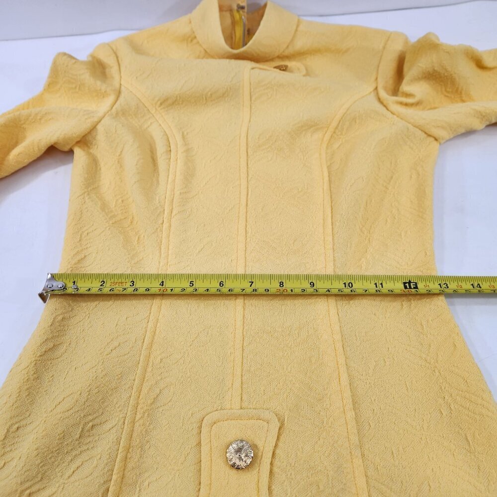 Vintage Handmade Mustard Yellow Long Sleeve Dress with Button Detail Mod 70s - Picture 8 of 9